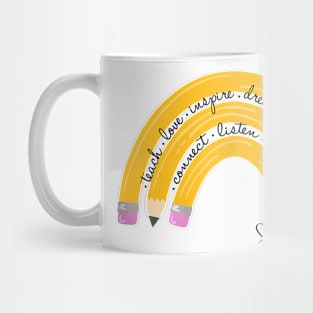 Teach Love Inspire Rainbow Pencil Teacher Back To School Mug